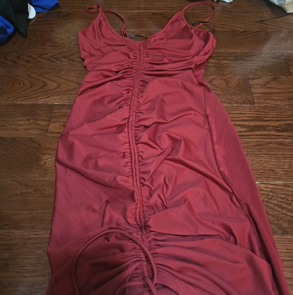 Fashiom Nova Red Ruched Dress